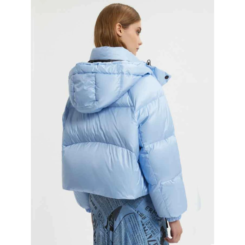 Ermanno Scervino Lange Mouw Gewatteerde Jas Blauw Zwart Blue Dames