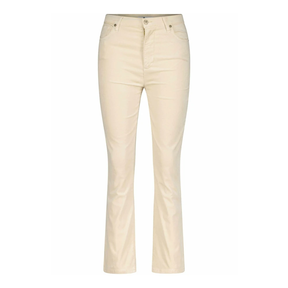 7 For All Mankind High-Waist Slim-Fit Flared Byxor Beige, Dam