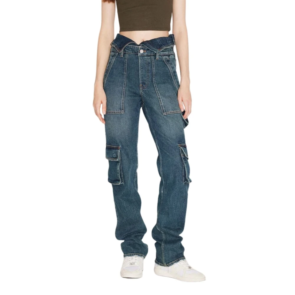 Miss Sixty Vintage Cargo Stijl Jeans met Zijrits en Dubbele Taille Blue Dames