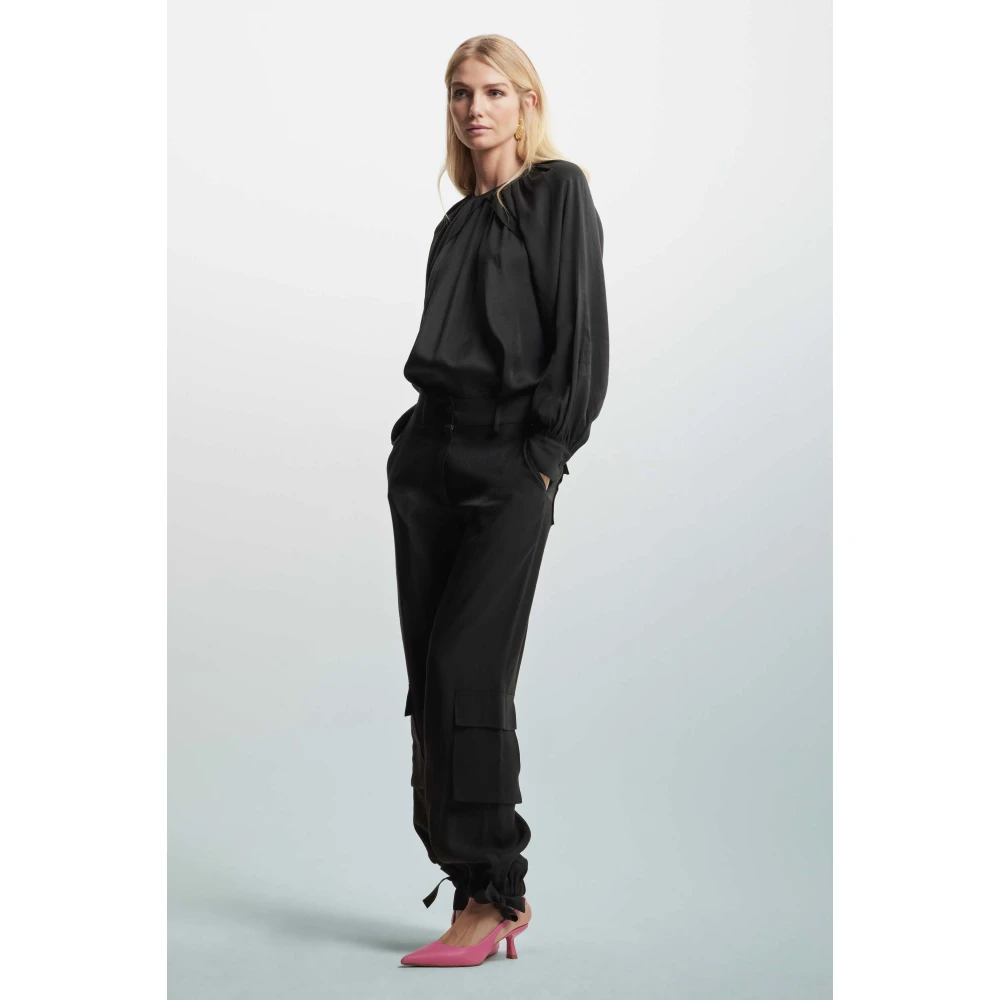 Kocca Blouse met gedrapeerde mouwen Black Dames