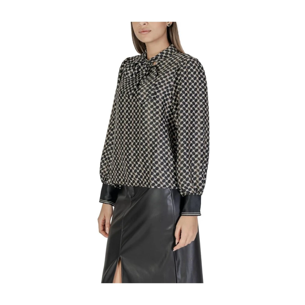 Only Zwarte Geometrische Print Hoge Hals Blouse Black Dames