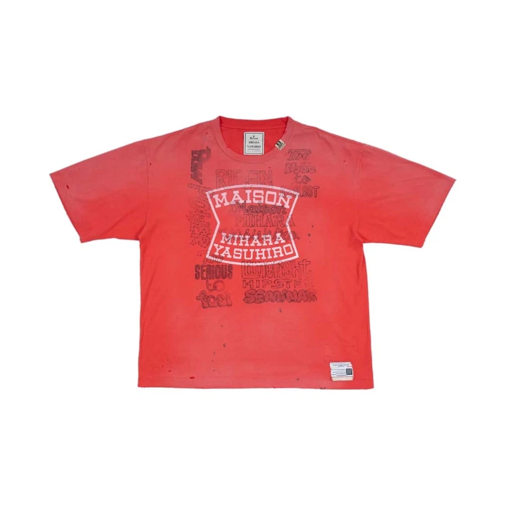 Mihara Yasuhiro Oranje Geborduurd Logo T-Shirt Orange Heren