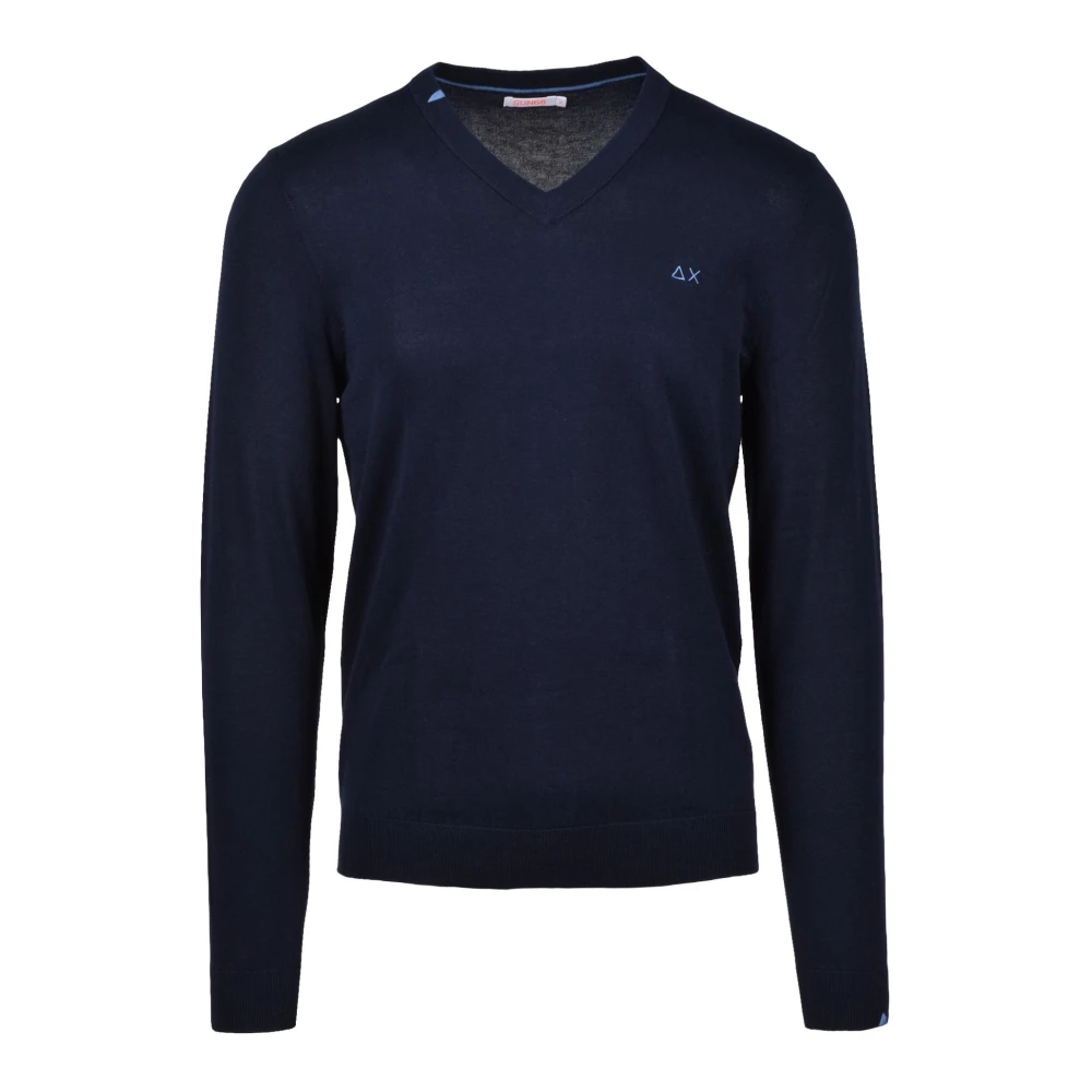 Sun68 Katoenen Gebreide Trui Blue Heren