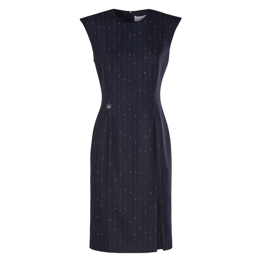 Genny Paillet Midi Jurk met Voor Split Blue Dames