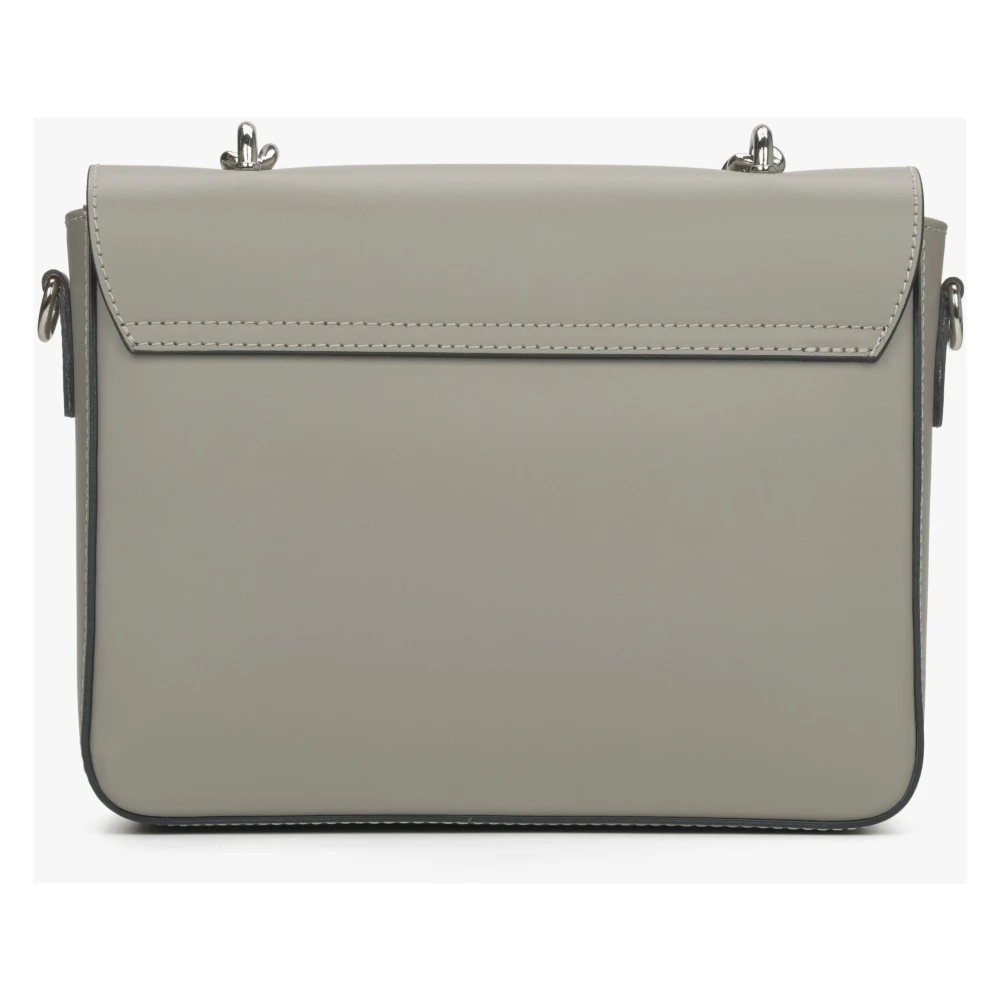 Estro Dames Grijze Schouder Tas met Kettingband gemaakt van Premium Italiaans Leer Er00115033 Gray Dames