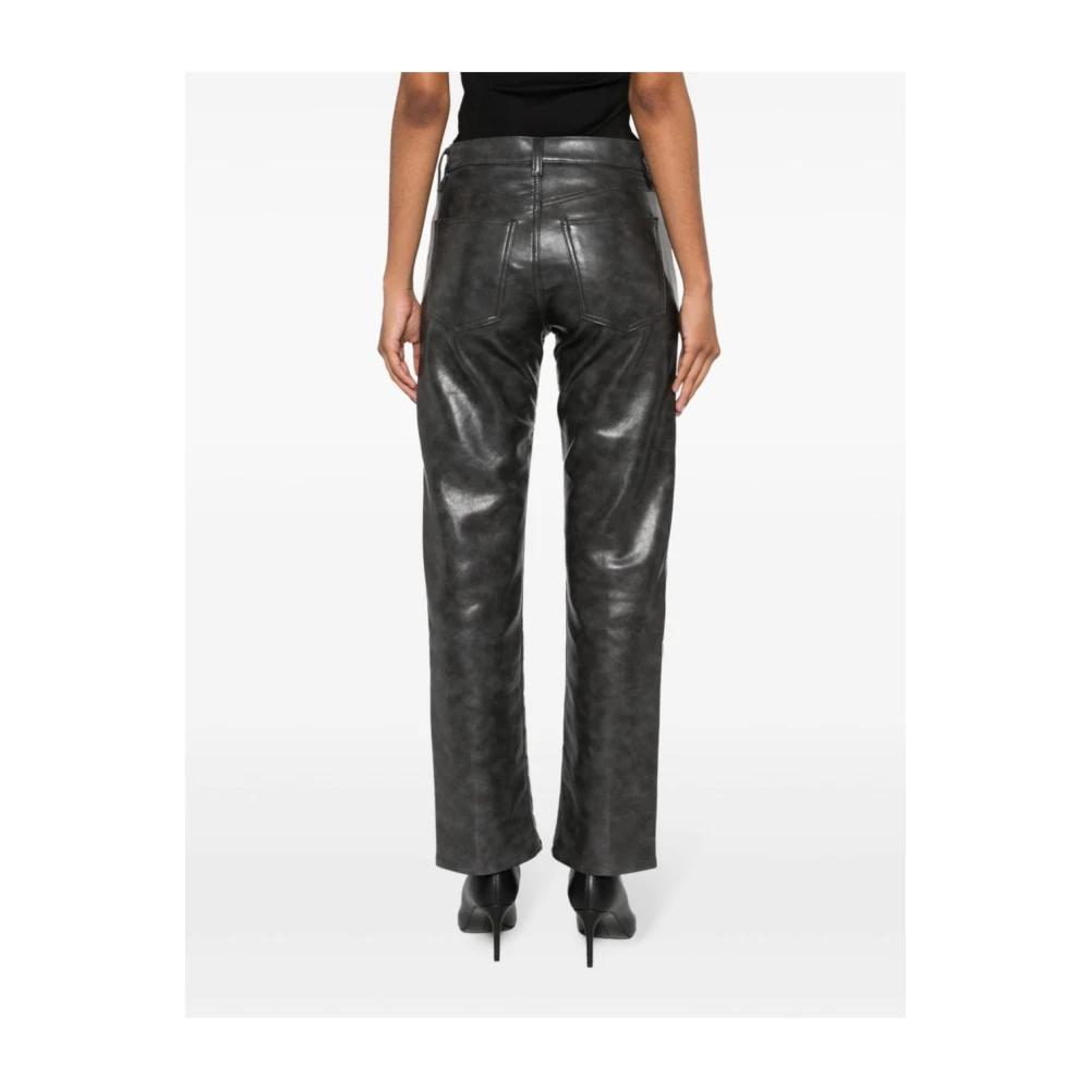 Agolde Leather Trousers Gray Dames