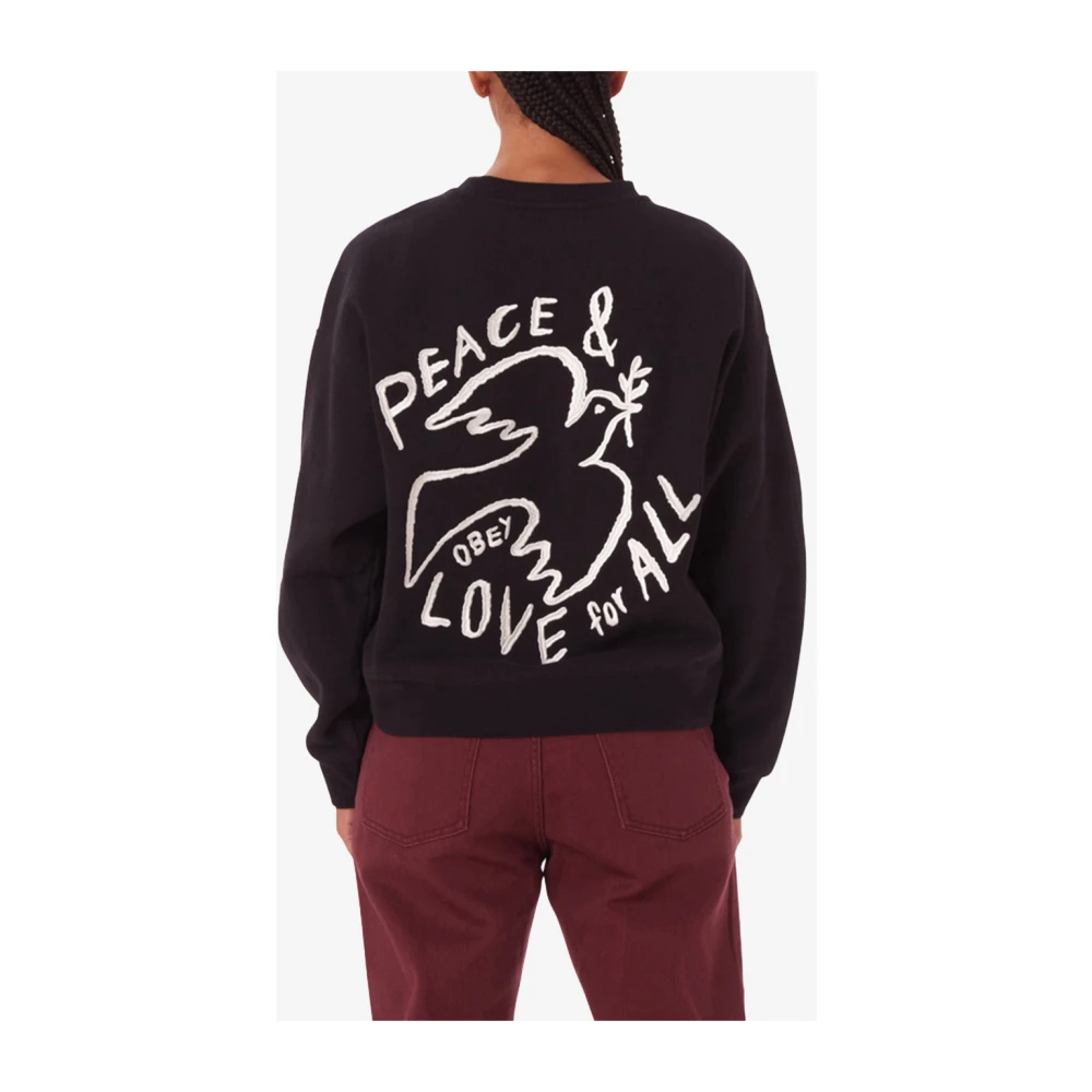 Obey Peace Dove Crew Sweatshirt Black Dames