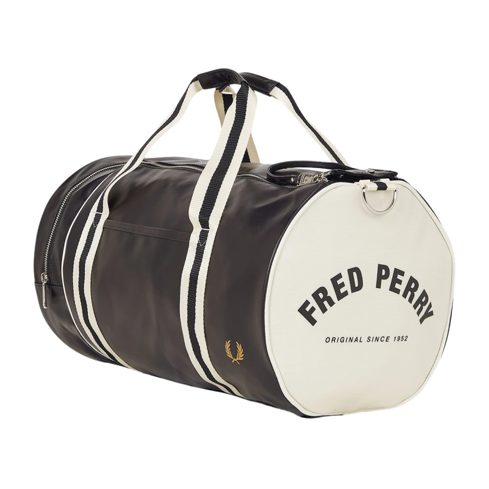 Fred Perry , Weekend Bags, Male, Black, One Size, Classic Barrel Bag
