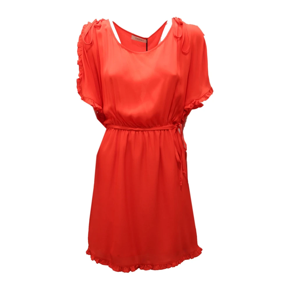 Twinset Women's Orange Short Dresses, S, Voile Dress With Lining