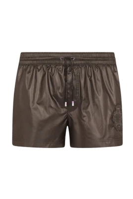 Svarta badshorts med broderad logotyp
