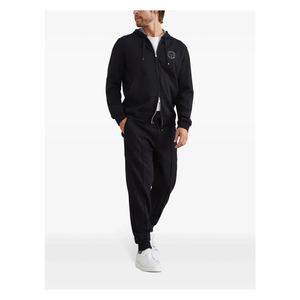 BRUNELLO CUCINELLI Zwart & Lichtgrijs Cardigan Sweatshirt Black Heren