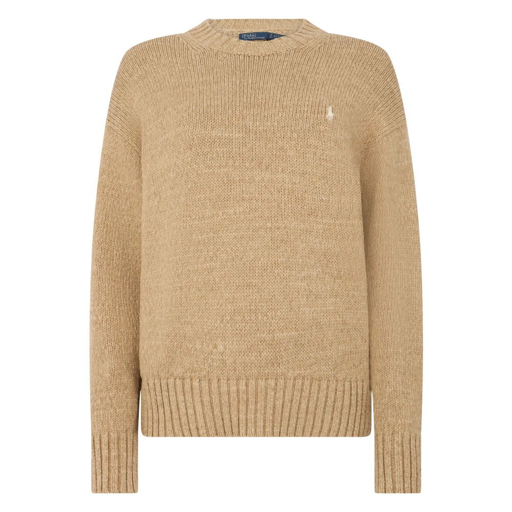 Polo Ralph Lauren Women's Beige Cotton Sweater With Embroidery