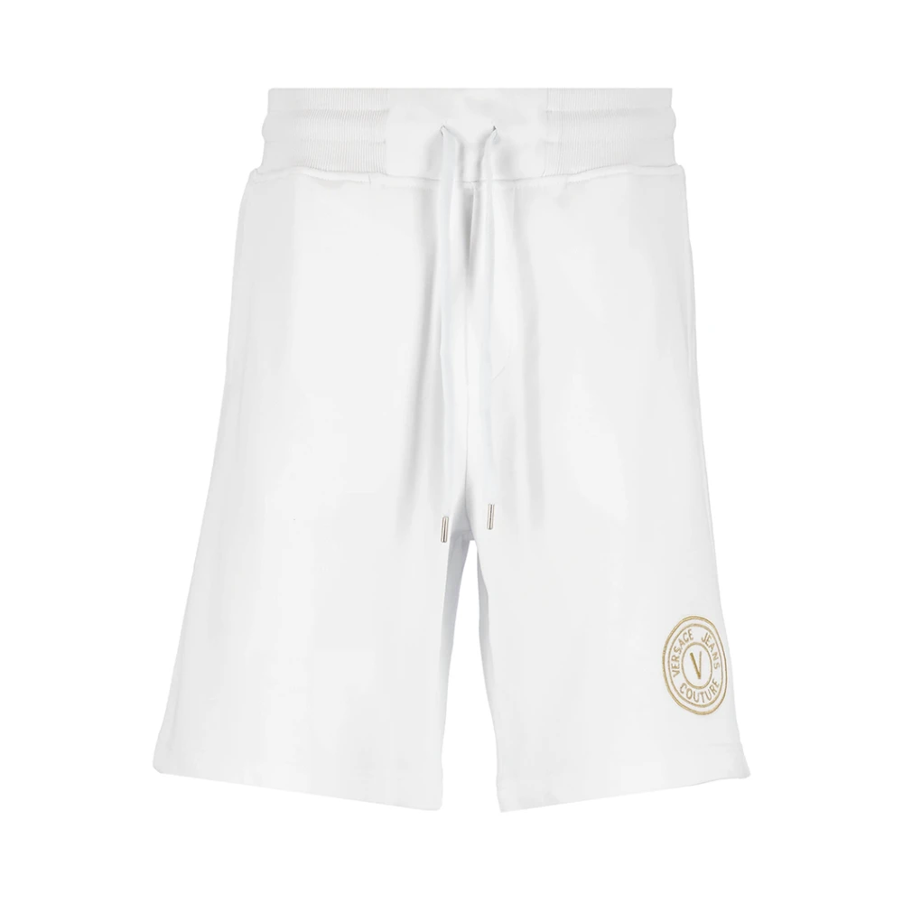 Versace Jeans Couture Gouden Geborduurde Shorts White Heren