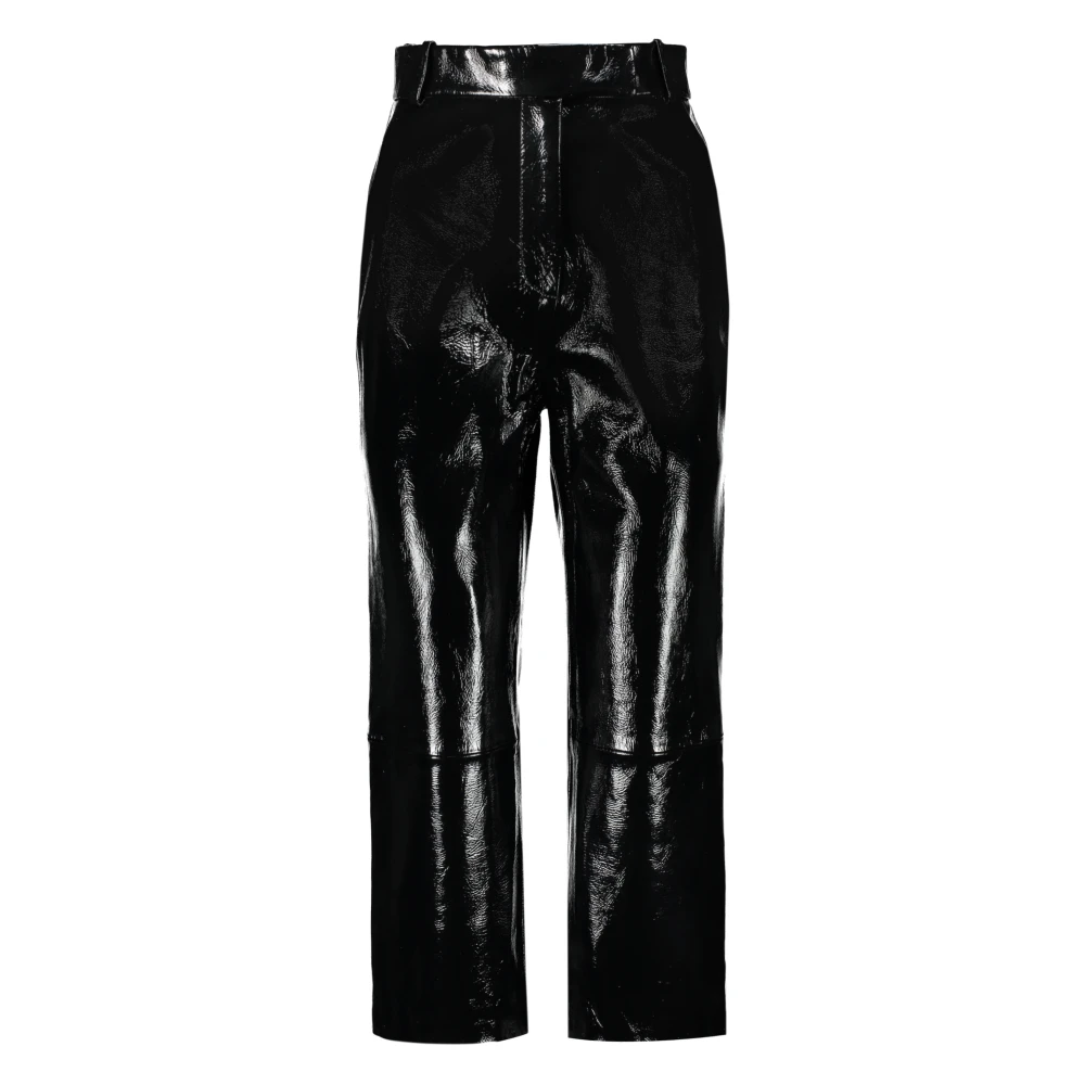 Khaite Leren broek met zakken Black Dames