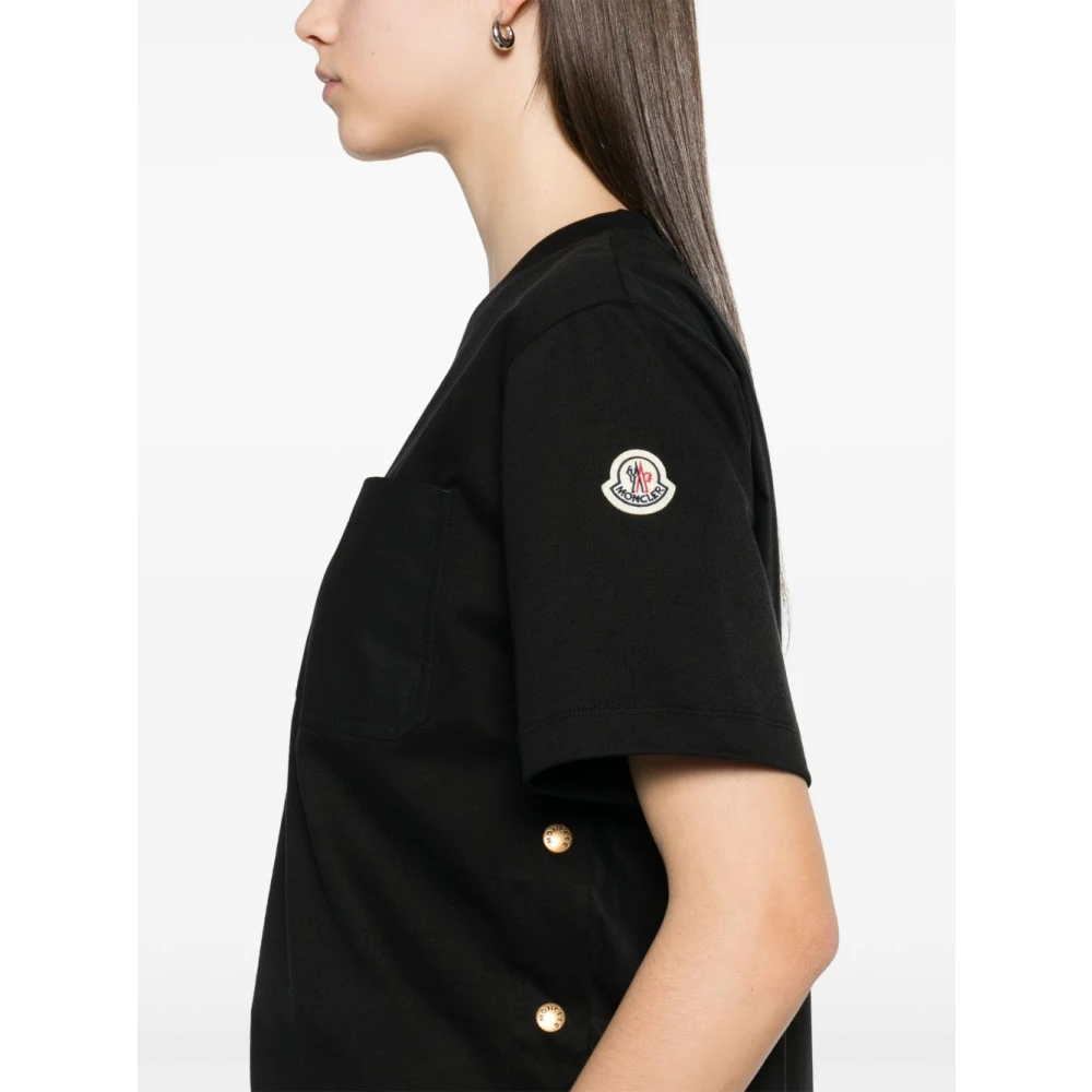 Moncler Zwarte T-shirts en Polos met Logo Patch Black Dames