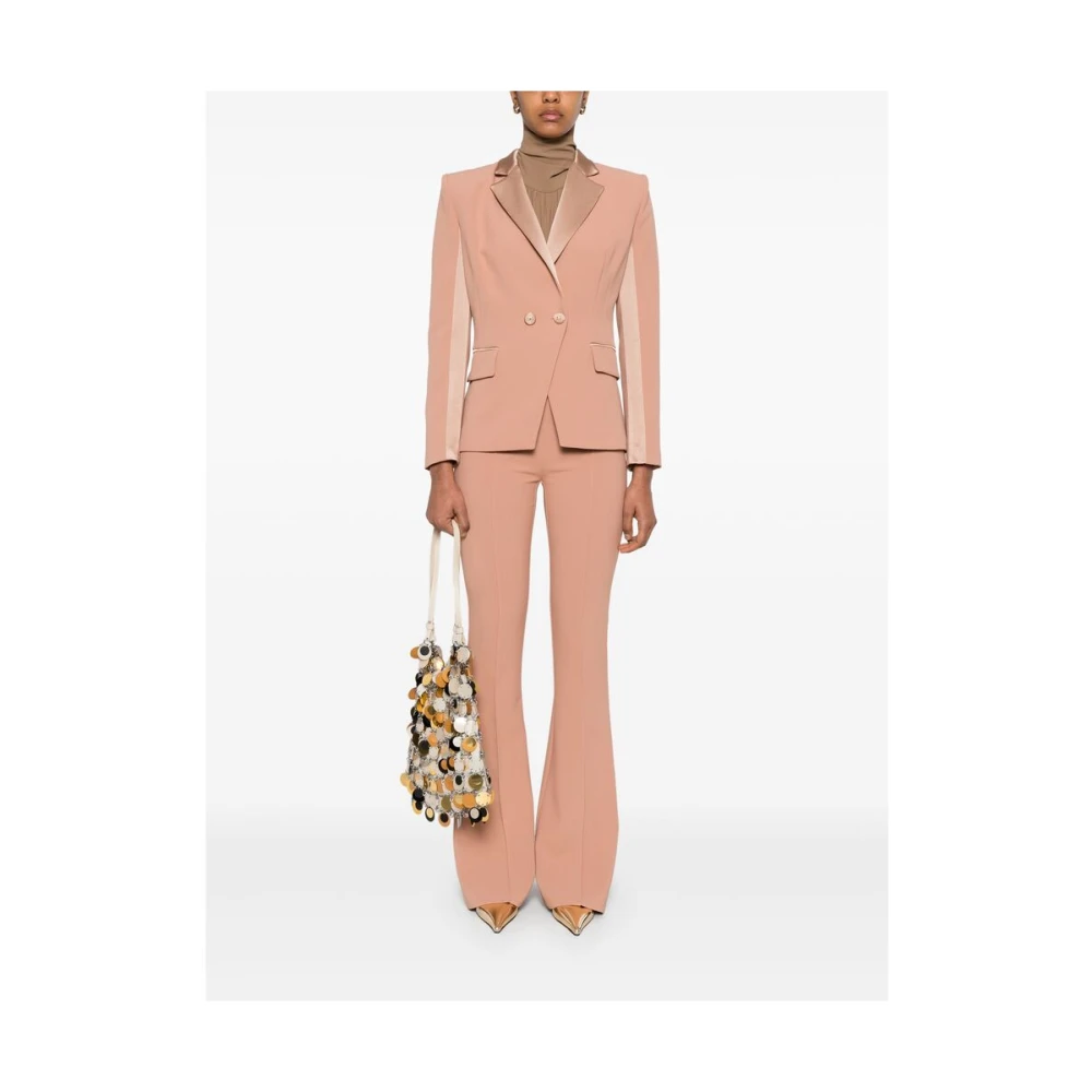 Elisabetta Franchi Blush Beige Double-Breasted Jas Pink Dames