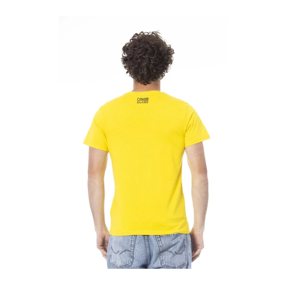 Cavalli Class Gele Logo T-shirt Korte Mouwen Ronde Hals Yellow Heren