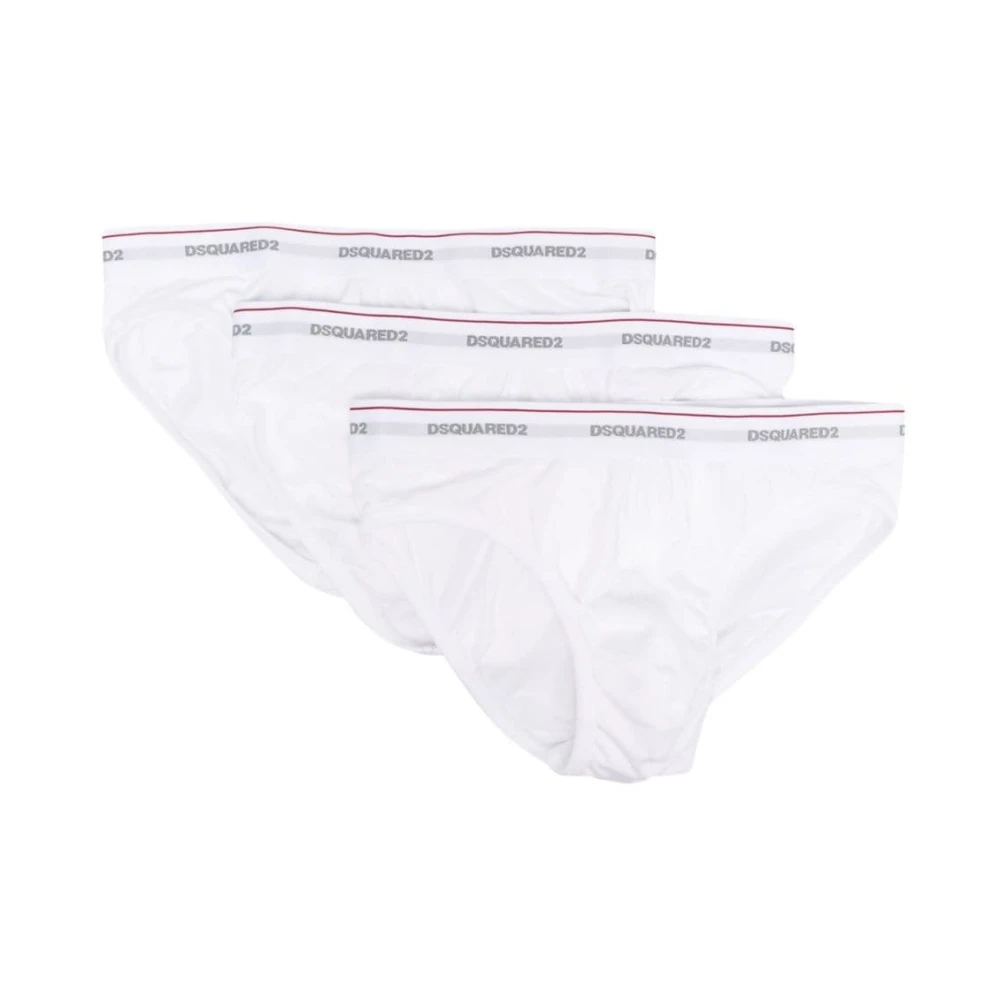 Dsquared2 White Three-Pack Cotton Blend Briefs - Male - Underpants - S - Underwear