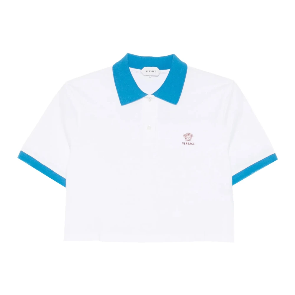 Versace Women's White Embroidered Cotton Piqué Polo