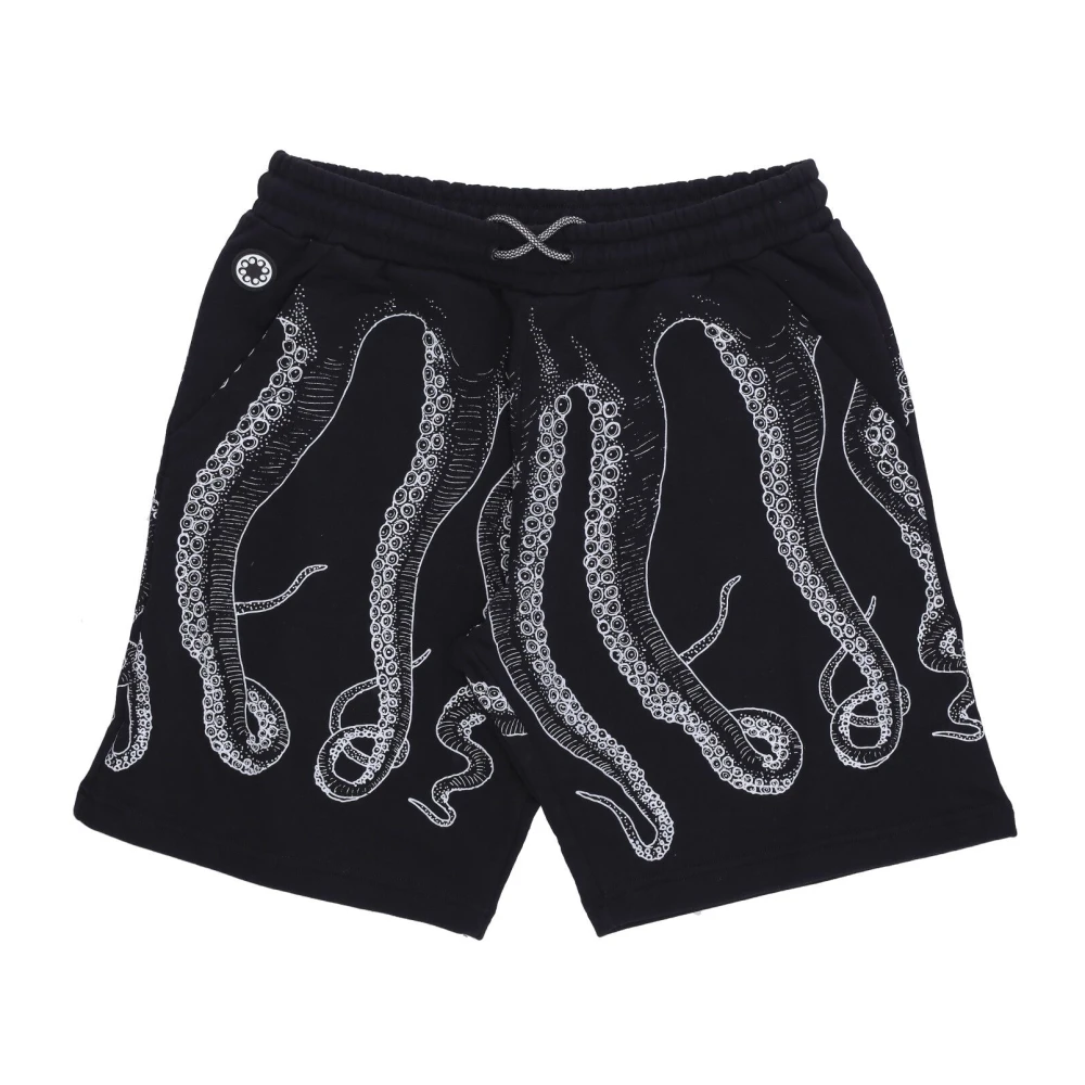 Octopus Zwarte Sweatshorts met Tentakel Print Black Heren