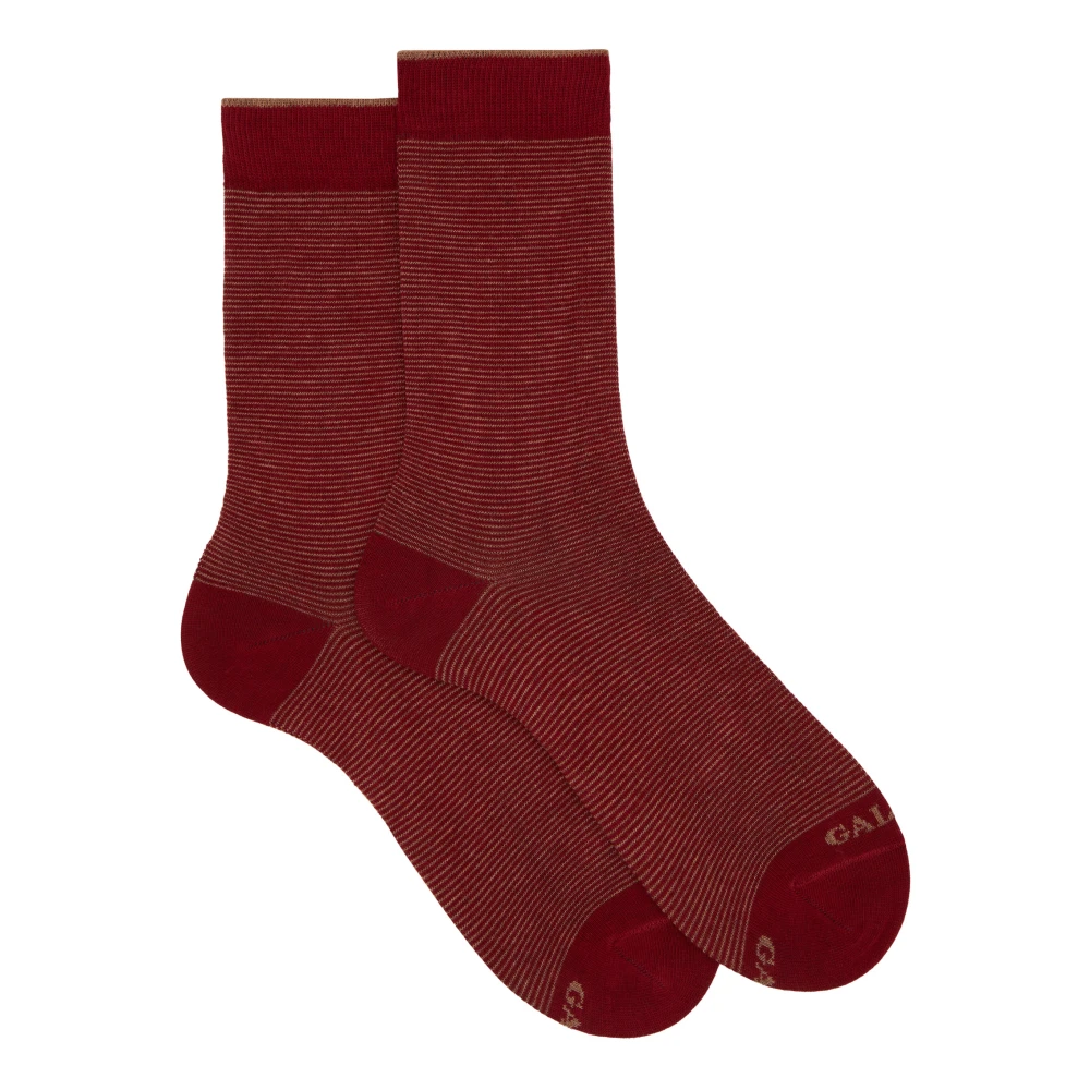 Gallo Bordeauxrode Twee-Tint Gestreepte Katoenen Sokken Multicolor Heren