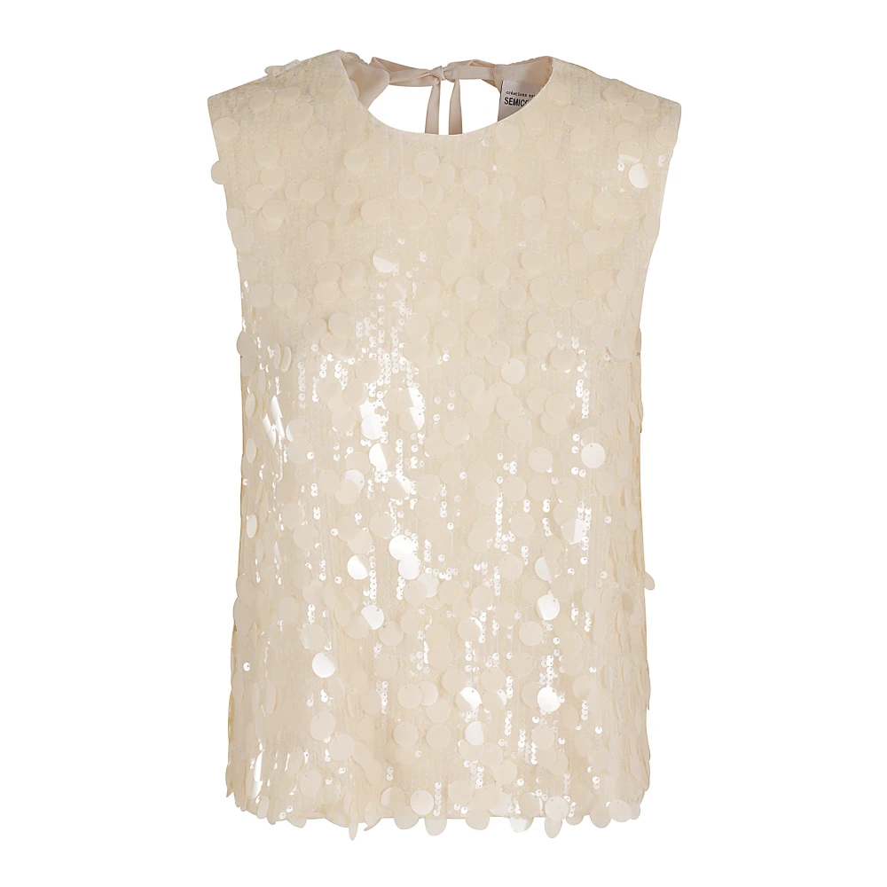 Semicouture Elegante Bloemenjurk Beige Dames