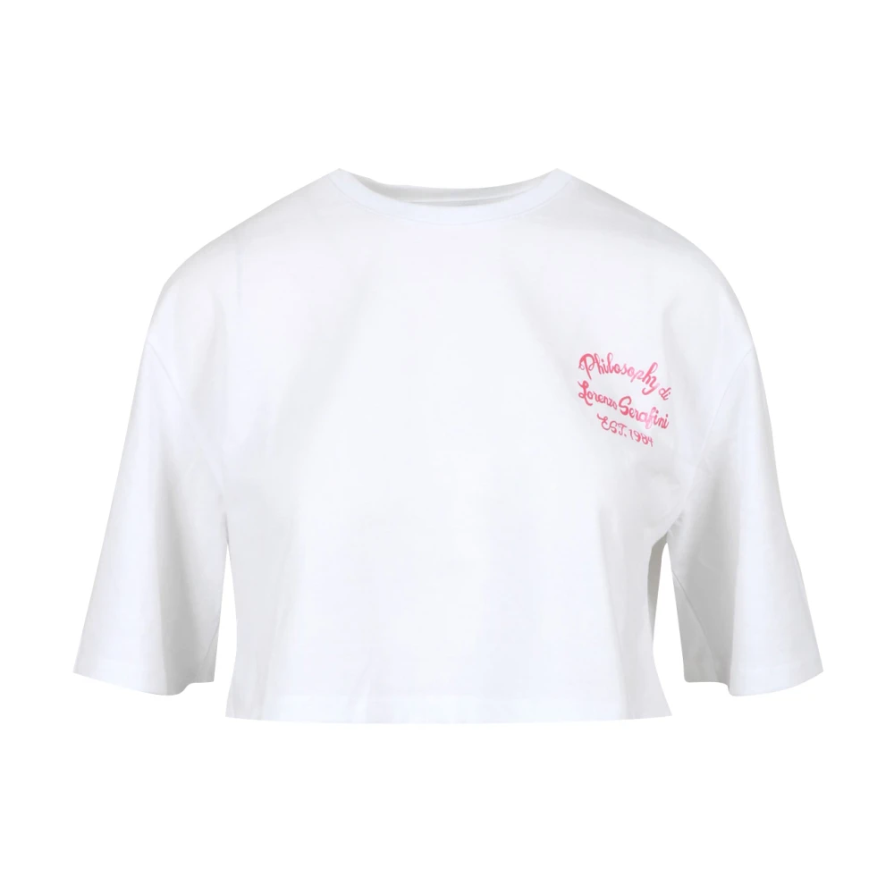 Philosophy di Lorenzo Serafini Witte Katoenen Jersey Crop T-shirt White Dames