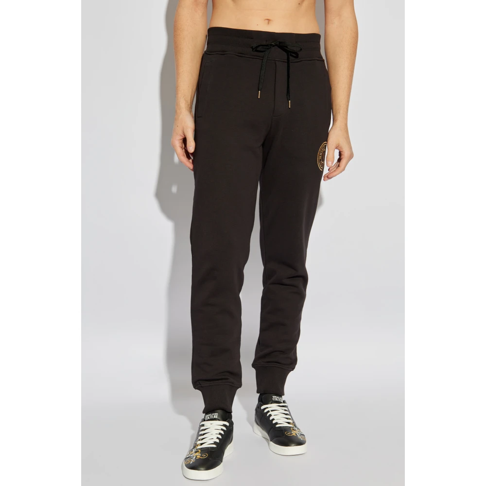 Versace Jeans Couture Sweatpants met geborduurd logo Black Heren