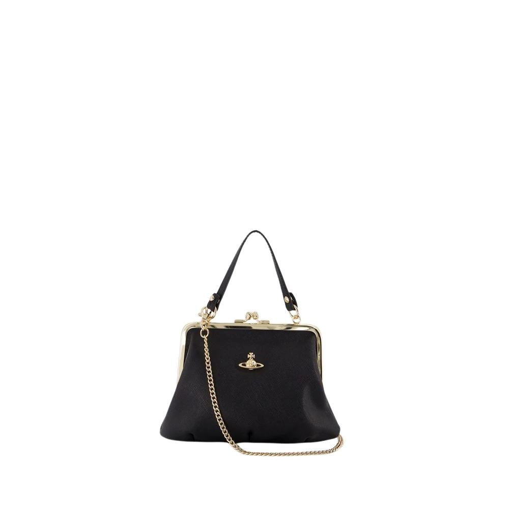 Vivienne Westwood Zwarte Leren Frame Portemonnee Black Dames