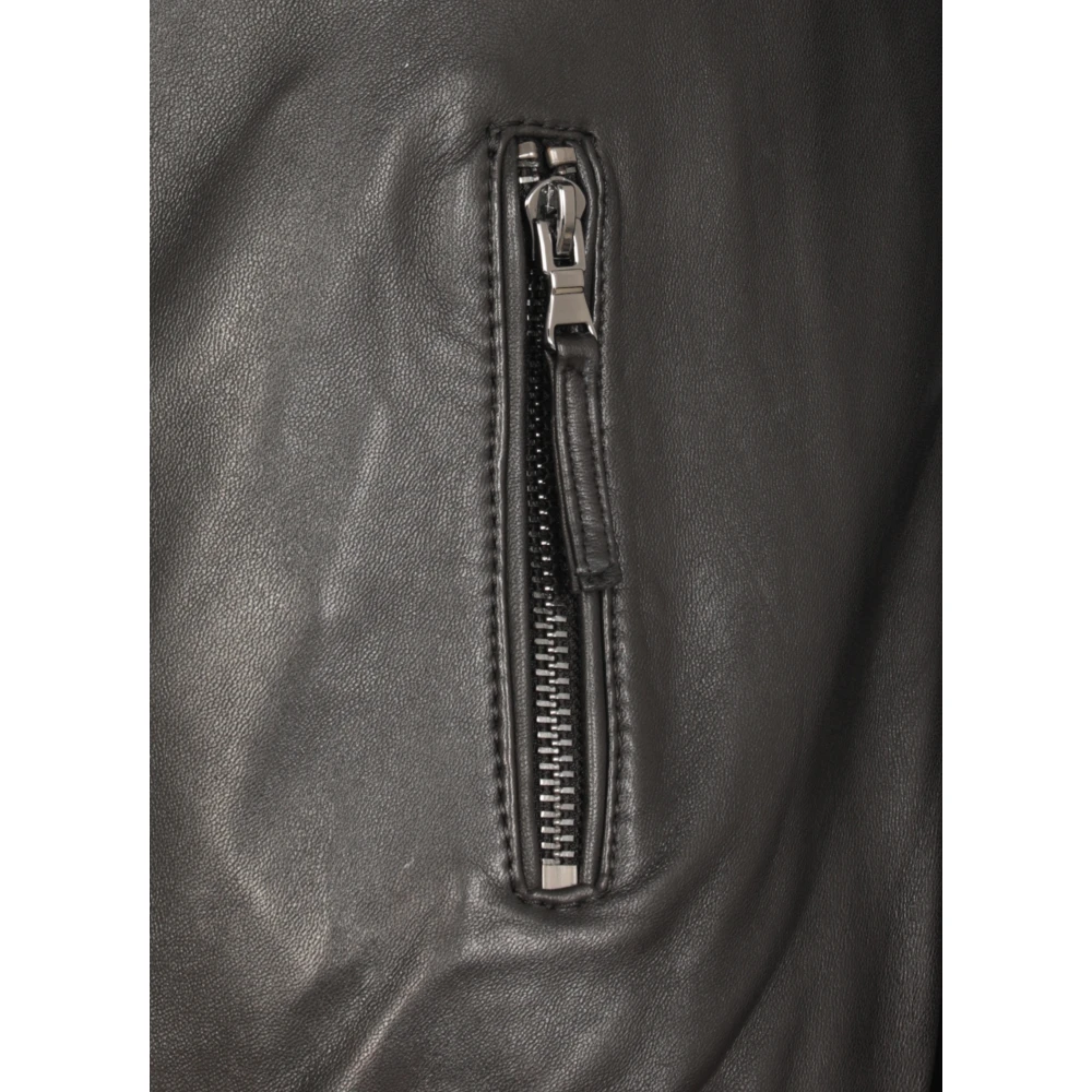 The Jack Leathers Omkeerbaar Leren Jack Zwart Ronde Hals Black Heren