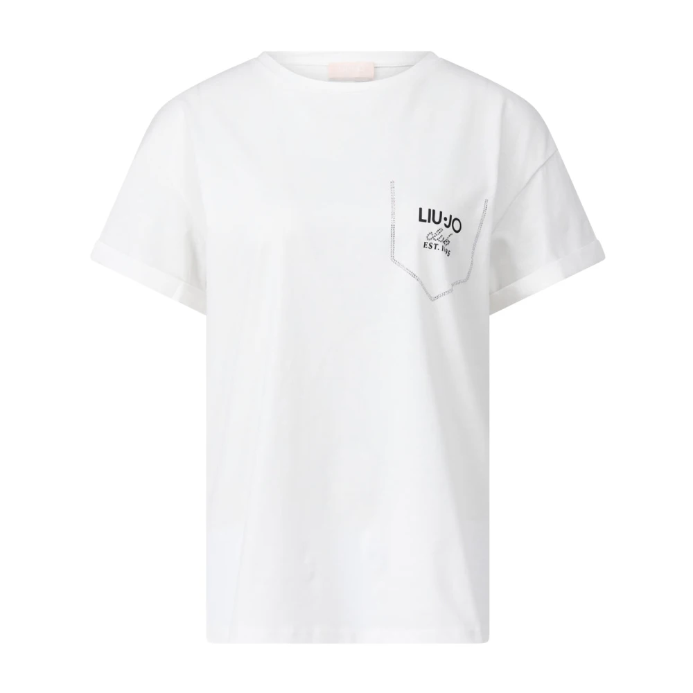 Liu Jo Logo T-shirt med strass White, Dam