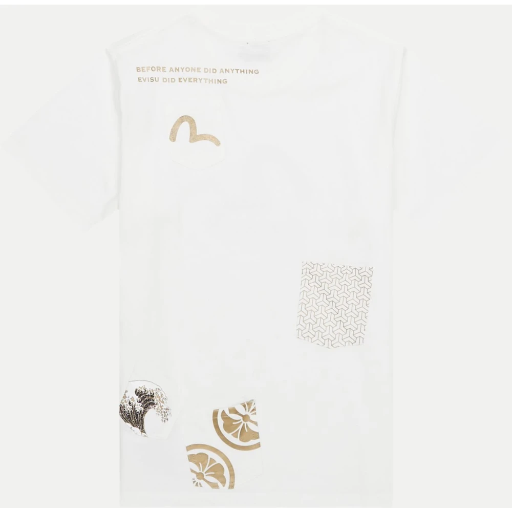 Evisu Wit Katoen Regular Fit T-Shirt White Heren