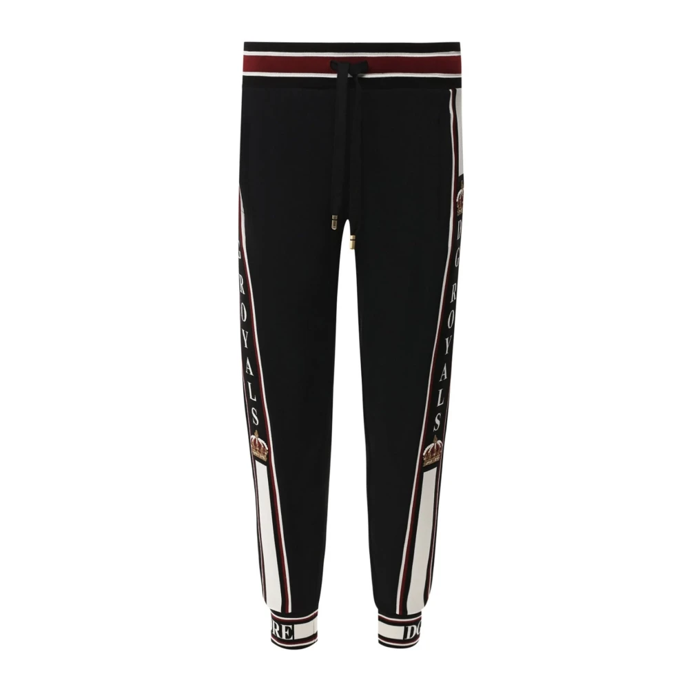Dolce & Gabbana Logo Broek met Geribbelde Afwerking Black Heren