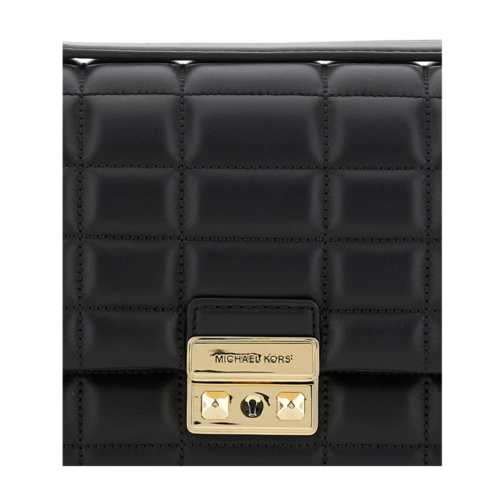 Michael Kors Zwarte Gewatteerde Crossbody Tas met Ketting Black Dames