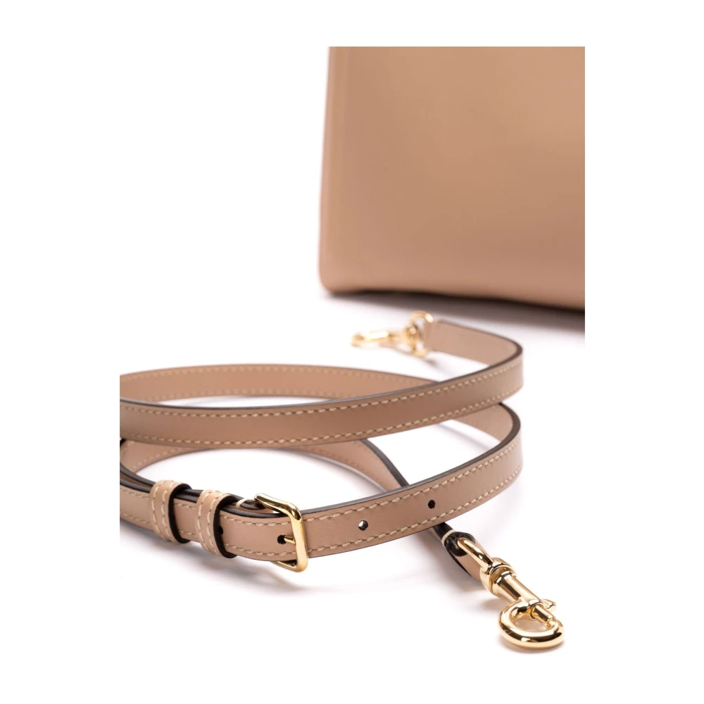 Valentino Garavani Beige Leren Tote Tas VLogo Detail Beige Dames