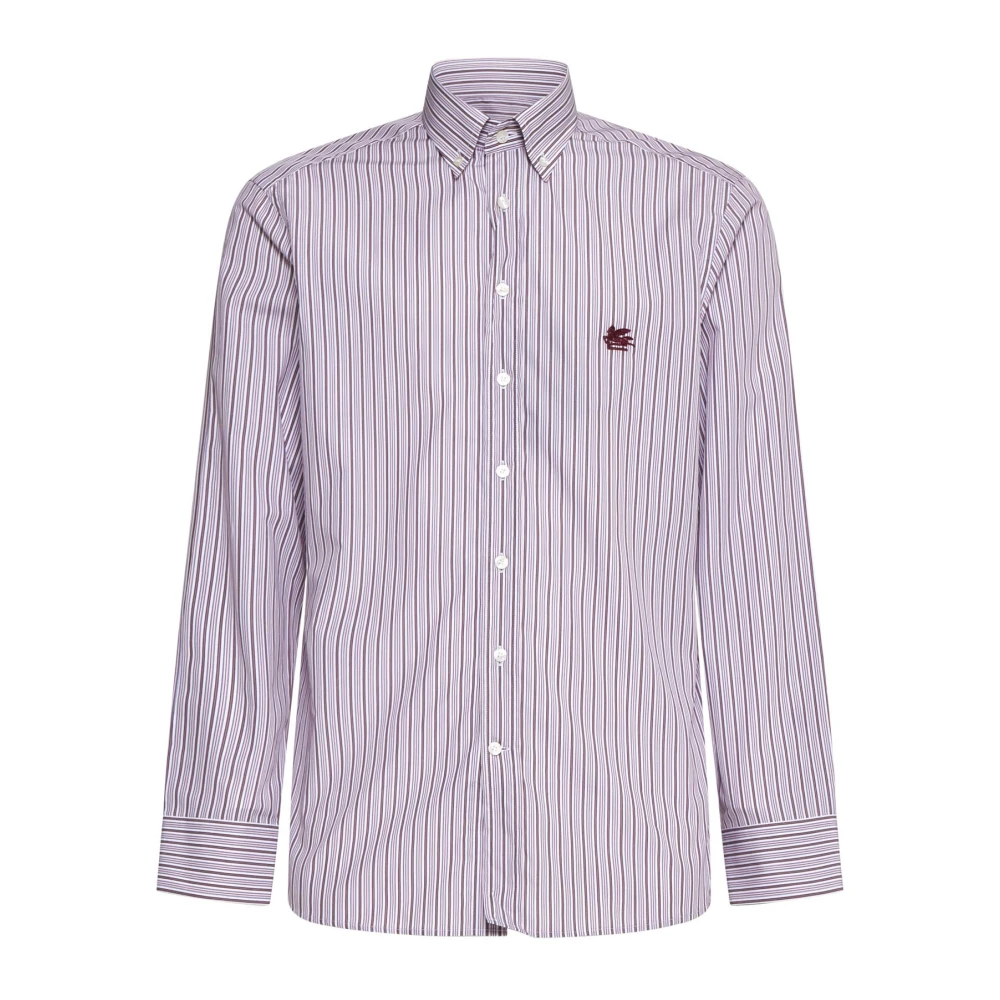 Etro Men's Multicolor Casual Shirts, M, Striped Cotton Shirt