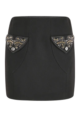 Studded Wool Mini Skirt