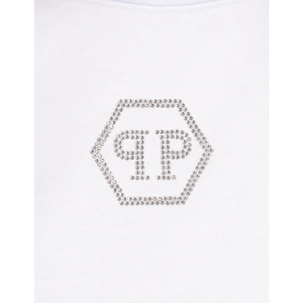 Philipp Plein Witte Kristal Logo T-shirt White Dames