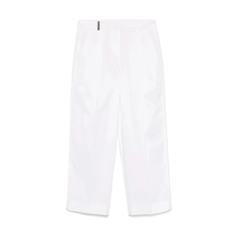 PESERICO Witte broek met knoopsluiting en zakken White Dames
