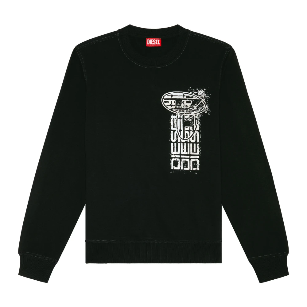 Diesel Sweatshirt with metallic logo print Black Heren