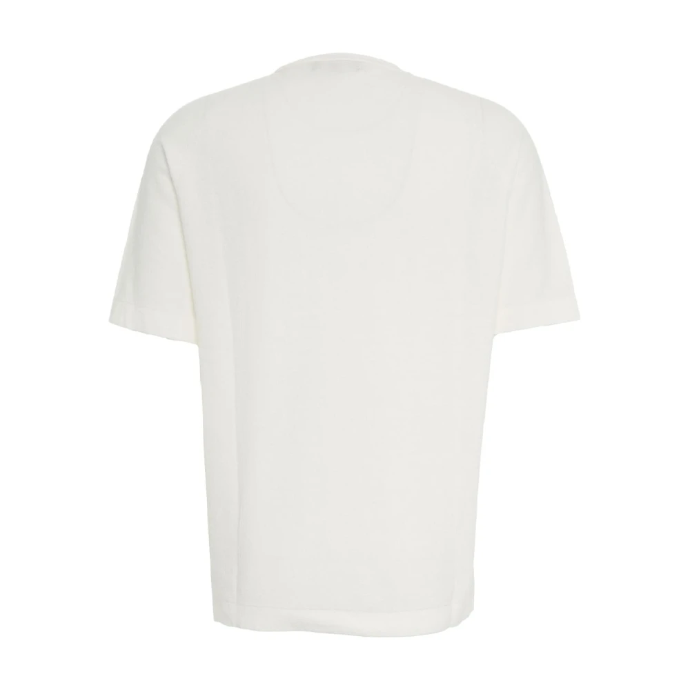 Peuterey Wit T-shirt met Ribkraag White Heren