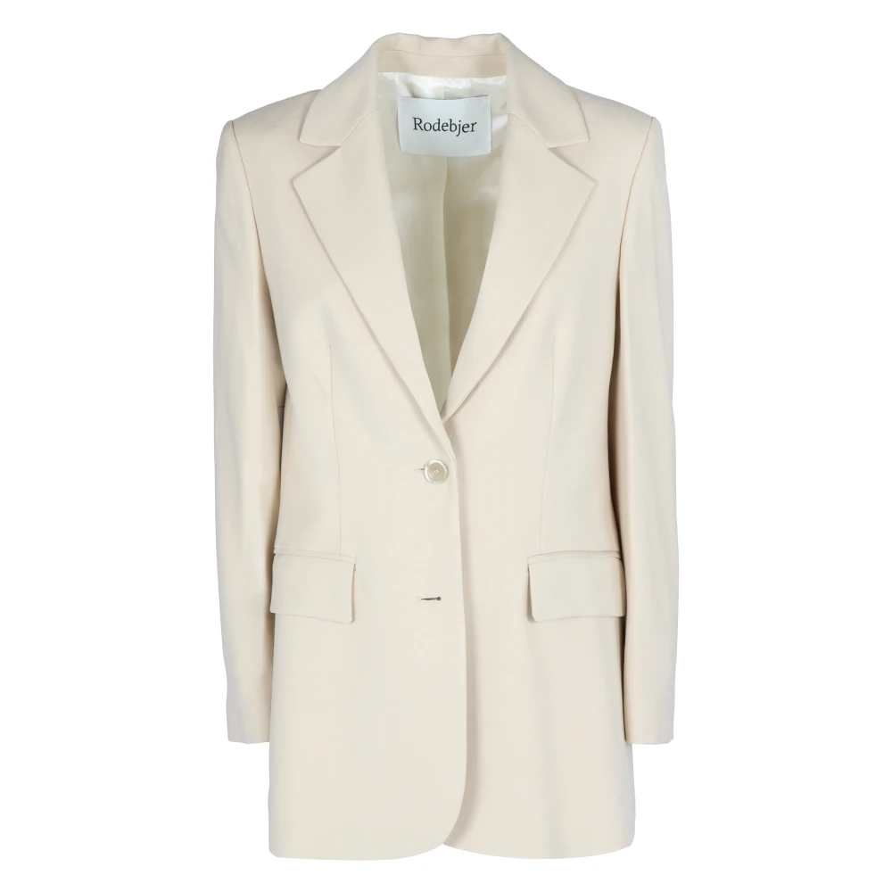 Rodebjer Viola Viscose Blazer met Peak Revers Beige Dames