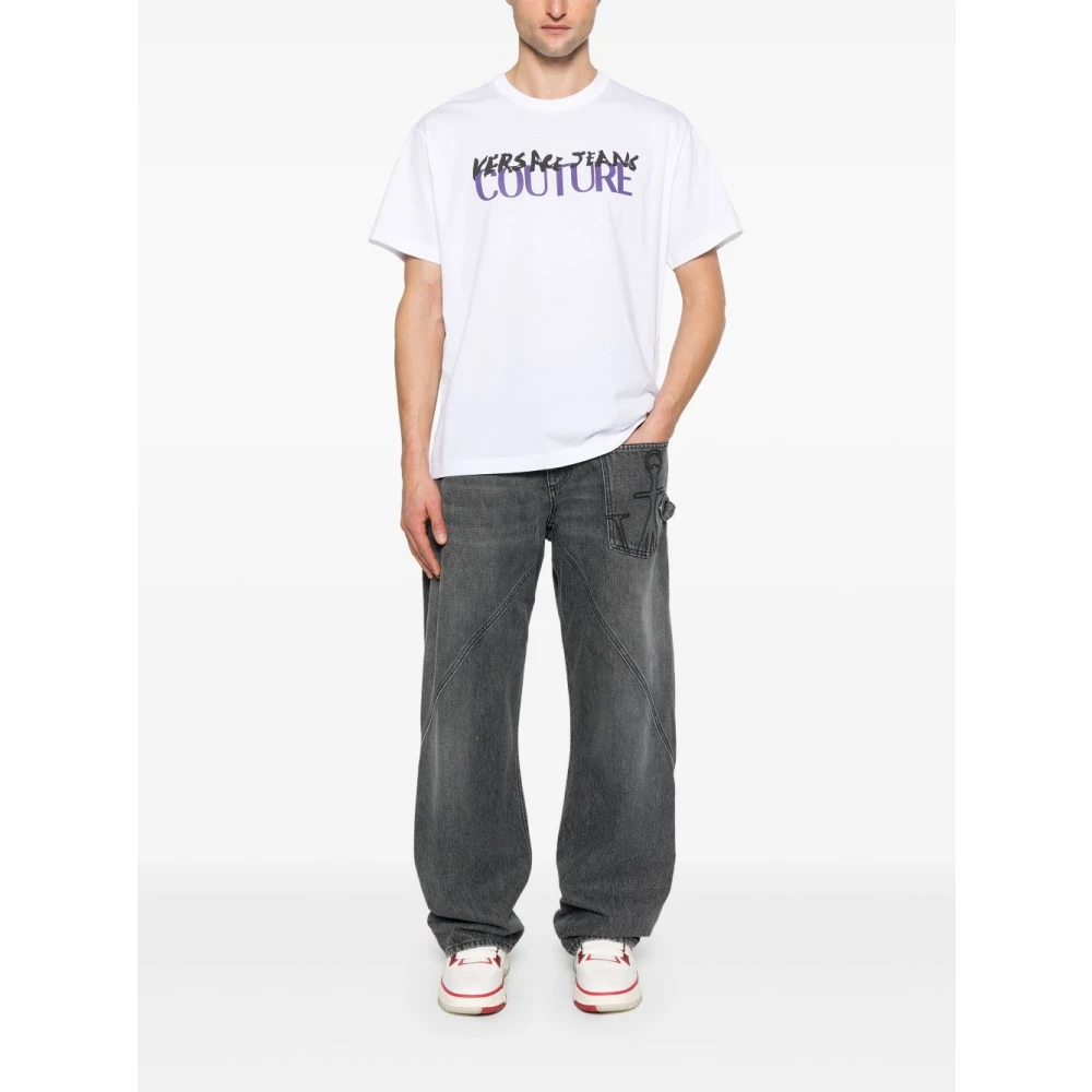 Versace Jeans Couture Witte Crew Neck T-shirts en Polos White Heren