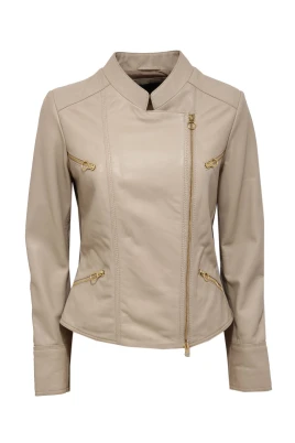 Mjuk Beige Läderjacka