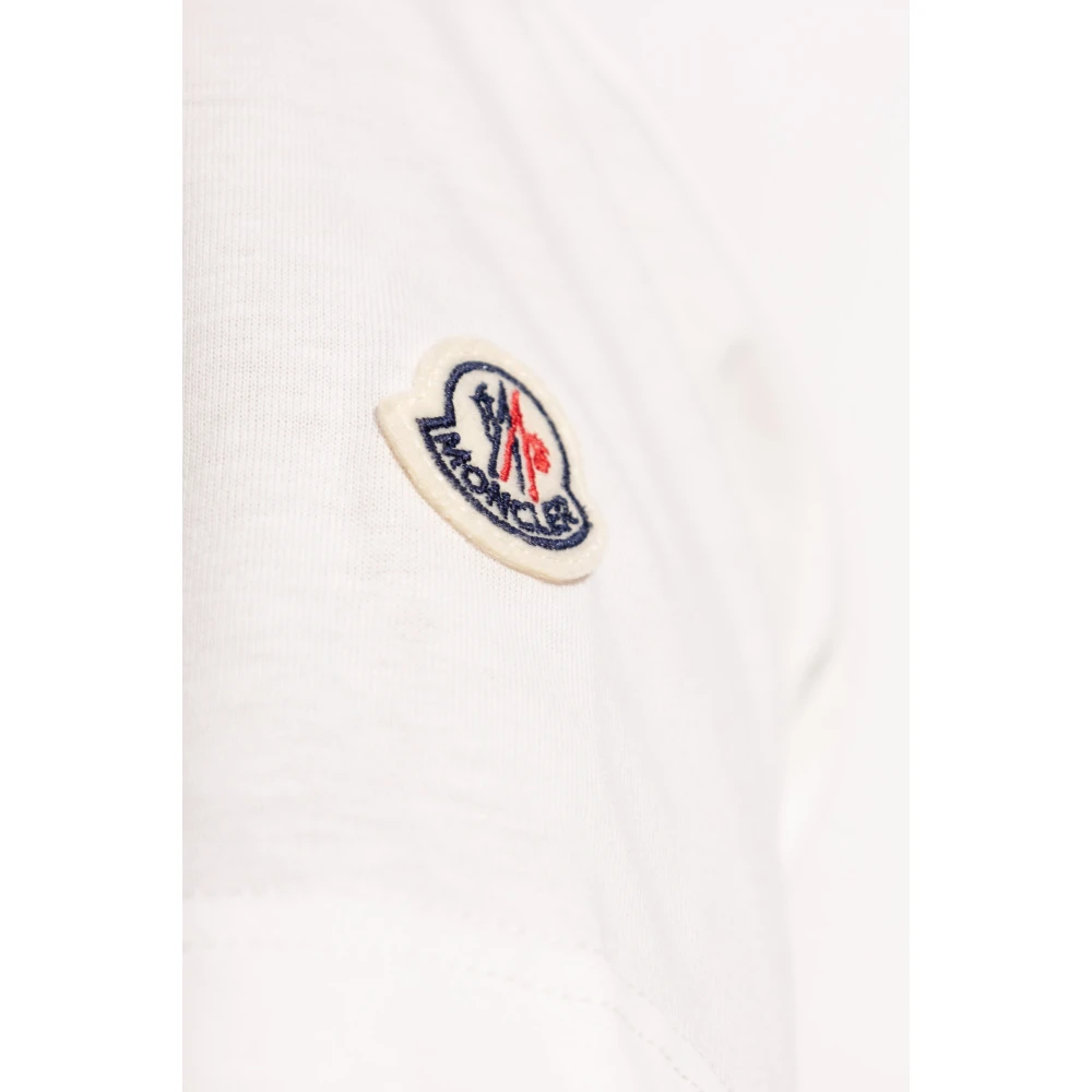 Moncler Katoenen T-shirt met ronde halslijn White Dames