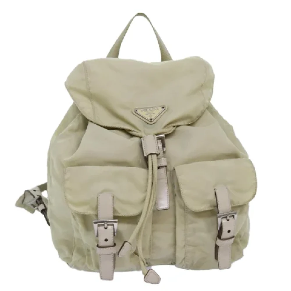 Prada Vintage Pre-owned Nylon backpacks Beige Dames