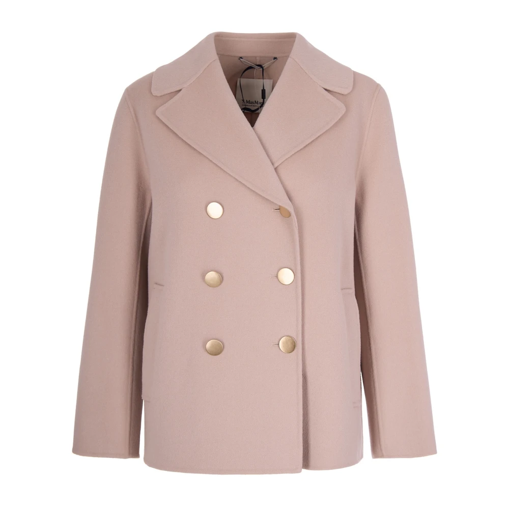 Max Mara Studio Vrouw Roze Jassen Dames, S, Wol, Double-Breasted Jas