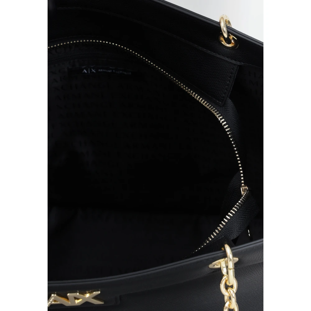 Armani Exchange Zwarte Metalen Kettingtas met Logo Black Dames