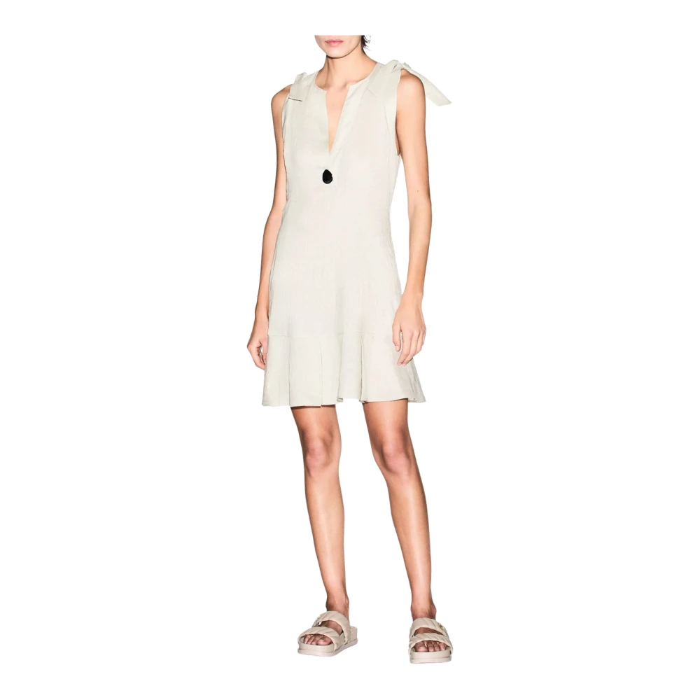 Armani Exchange Vrouw Beige Kleedjes Dames, Xs, Linnen, Korte Linnen Jurk