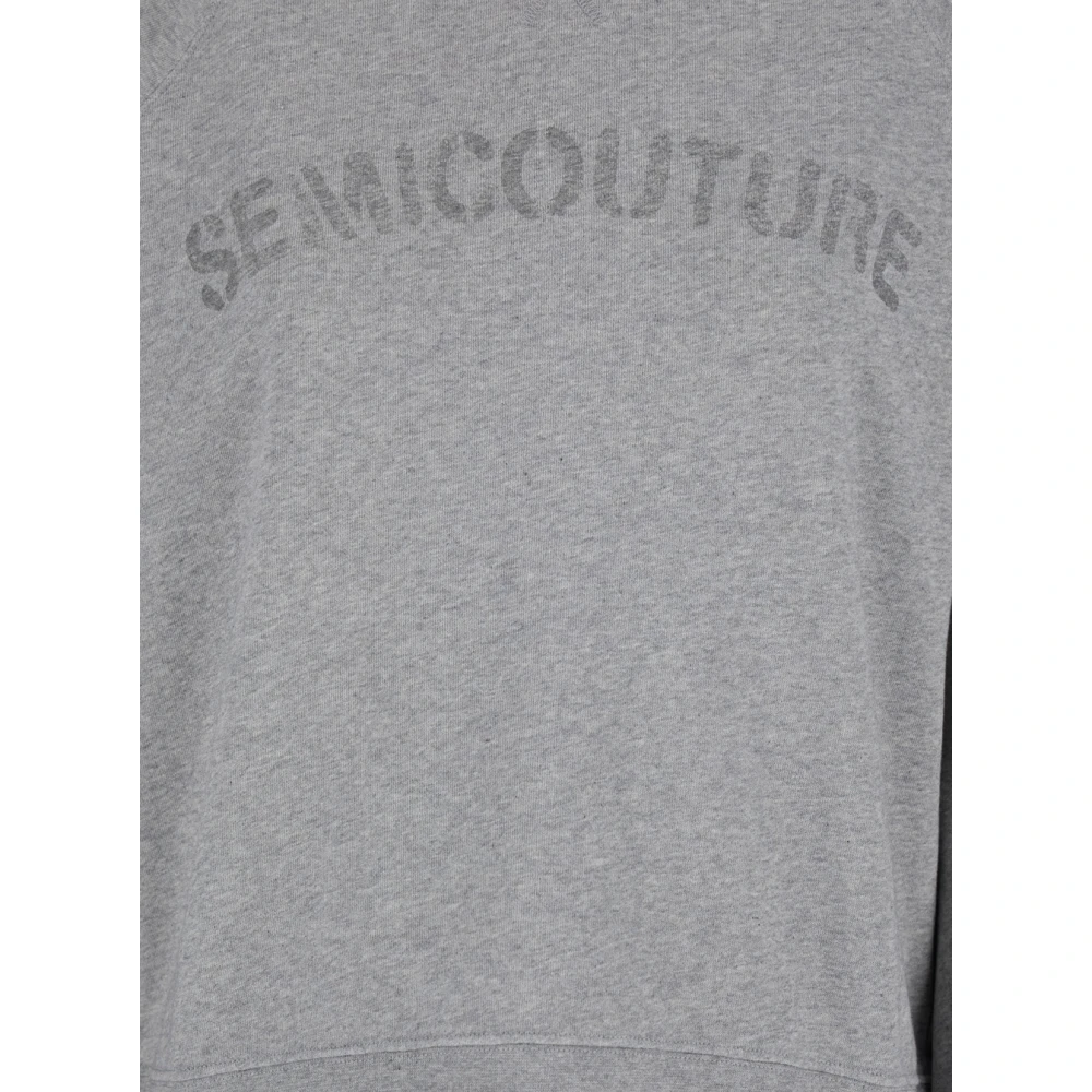 Semicouture Grijze Crewneck Sweatshirt met Logo Gray Dames